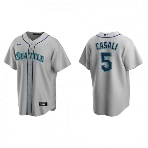 Men's Seattle Mariners Curt Casali Gray Replica Road Jersey