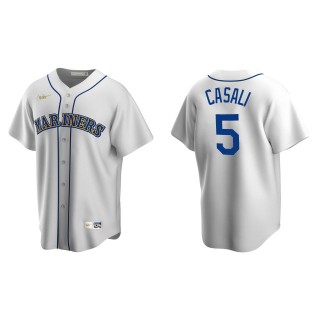 Men's Seattle Mariners Curt Casali White Cooperstown Collection Home Jersey