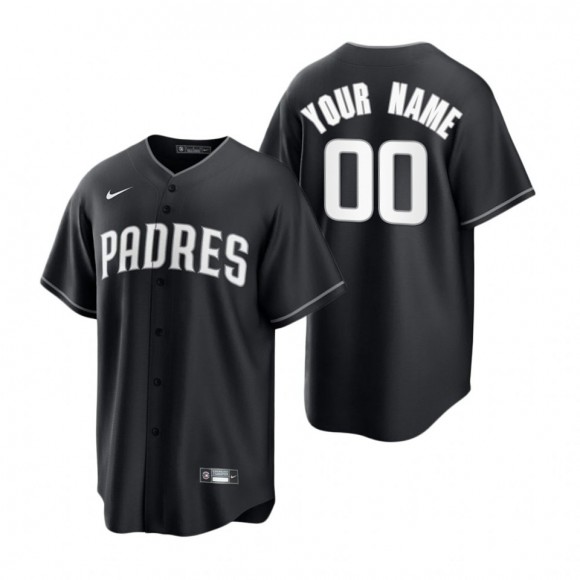 Custom Padres Nike Black White 2021 All Black Fashion Replica Jersey