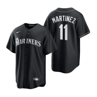 Edgar Martinez Mariners Nike Black White 2021 All Black Fashion Replica Jersey