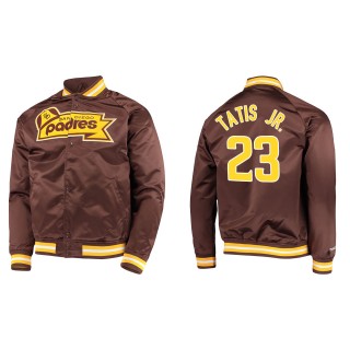 Fernando Tatis Jr. Men's San Diego Padres Mitchell & Ness Brown Lightweight Satin Full-Snap Jacket