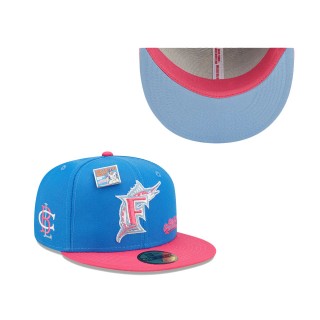 Florida Marlins Blue Pink MLB x Big League Chew Curveball Cotton Candy Flavor Pack 59FIFTY Fitted Hat