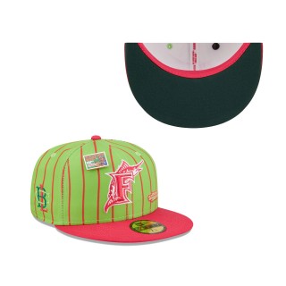 Florida Marlins Pink Green MLB x Big League Chew Wild Pitch Watermelon Flavor Pack 59FIFTY Fitted Hat