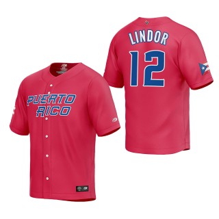 Francisco Lindor Puerto Rico Baseball Red 2023 World Baseball Classic Replica Jersey