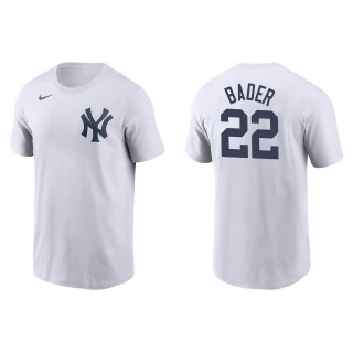 Men's New York Yankees Harrison Bader White Name & Number T-Shirt