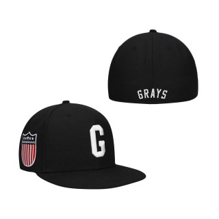 NLB Homestead Grays Rings & Crwns Black Team Fitted Hat