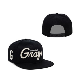 NLB Homestead Grays Rings & Crwns Black Snapback Hat