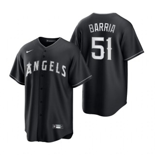 Angels Jaime Barria Nike Black White 2021 All Black Fashion Replica Jersey