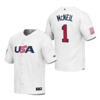 Jeff McNeil Youth USA Baseball White 2023 World Baseball Classic Replica Jersey