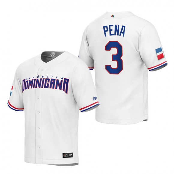 Jeremy Pena Men's Dominican Republic Baseball White 2023 World Baseball Classic Replica Jersey