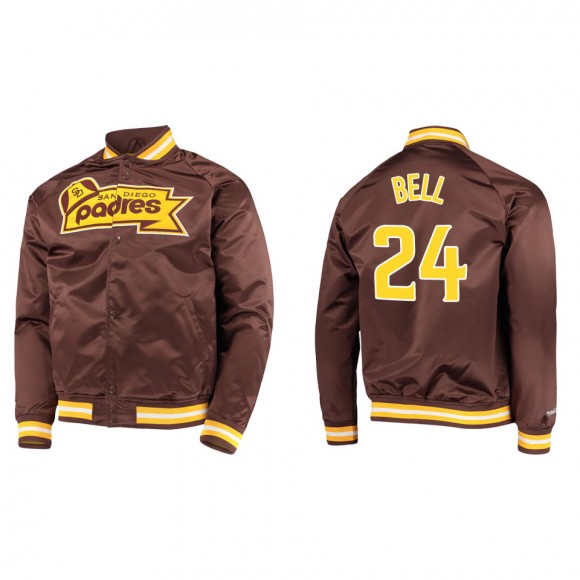 Josh Bell Men's San Diego Padres Mitchell & Ness Brown Lightweight Satin Full-Snap Jacket