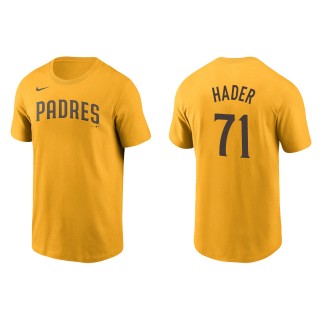 Men's San Diego Padres Josh Hader Gold Name & Number Nike T-Shirt