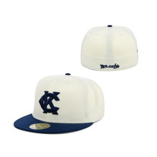 NLB Kansas City Monarchs Rings & Crwns Cream Navy Team Fitted Hat