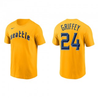 Ken Griffey Jr. Seattle Mariners Gold 2023 City Connect Wordmark T-Shirt