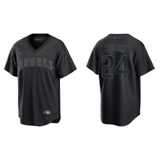 Kurt Suzuki Men's Los Angeles Angels Black Pitch Black Fashion Replica Jersey