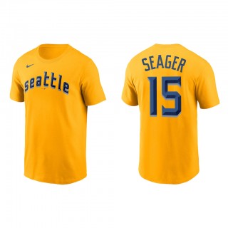 Kyle Seager Seattle Mariners Gold 2023 City Connect Wordmark T-Shirt