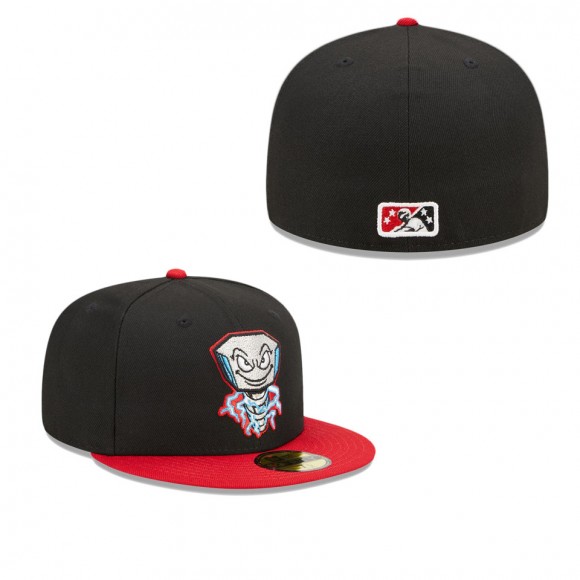 Lansing Lugnuts Black Red Marvel x Minor League 59FIFTY Fitted Hat