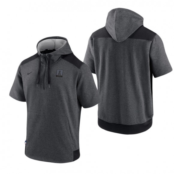 Men's Los Angeles Angels Charcoal Black Authentic Collection Dry Flux Performance Quarter-Zip Short Sleeve Hoodie