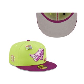 Los Angeles Angels Green Purple MLB x Big League Chew Swingin' Sour Apple Flavor Pack 59FIFTY Fitted Hat