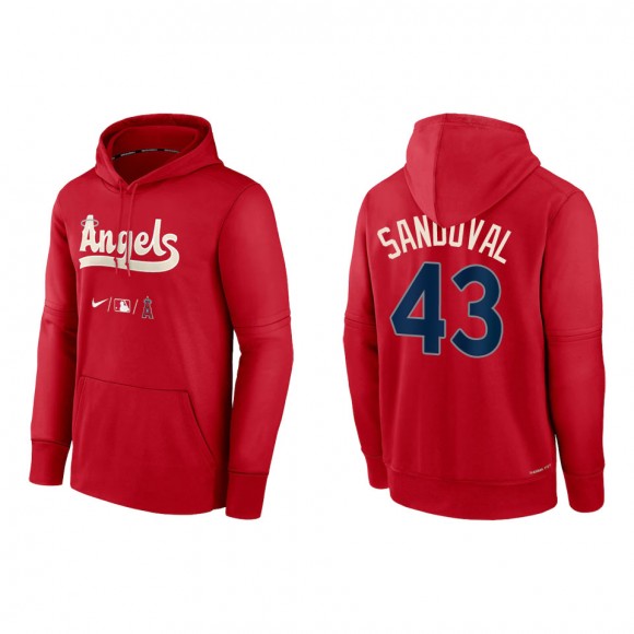 Patrick Sandoval Men's Los Angeles Angels Nike Red 2022 City Connect Authentic Collection Therma Performance Pullover Hoodie