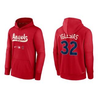 Raisel Iglesias Men's Los Angeles Angels Nike Red 2022 City Connect Authentic Collection Therma Performance Pullover Hoodie