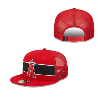 Men's Los Angeles Angels Red Tonal Band Trucker 9FIFTY Snapback Hat