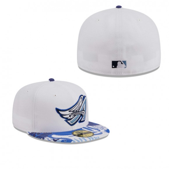 Los Angeles Angels White Blue Flamingo 59FIFTY Fitted Hat