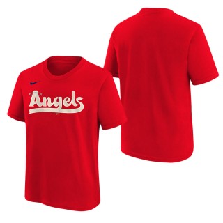 Youth Los Angeles Angels Nike Red 2022 City Connect Wordmark T-Shirt