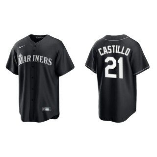 Men's Seattle Mariners Luis Castillo Black White Replica Official Jersey