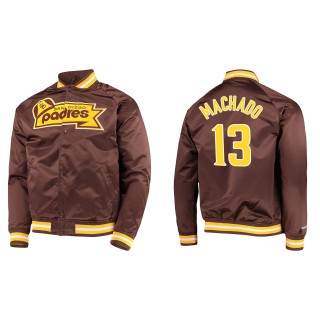 Manny Machado Men's San Diego Padres Mitchell & Ness Brown Lightweight Satin Full-Snap Jacket