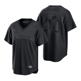 Seattle Mariners Andrew Knapp Black Pitch Black Fashion Replica Jersey