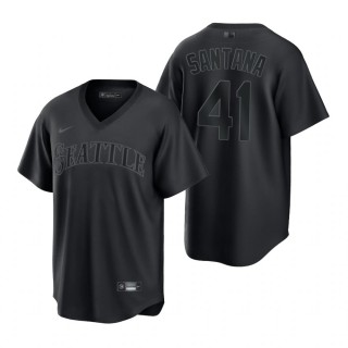 Seattle Mariners Carlos Santana Black Pitch Black Fashion Replica Jersey