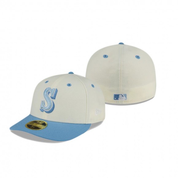 Seattle Mariners White Chrome Sky Low Profile Fitted Hat