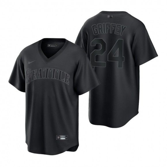 Seattle Mariners Ken Griffey Jr. Black Pitch Black Fashion Replica Jersey