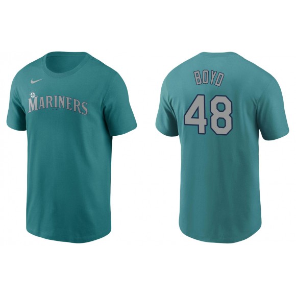 Men's Seattle Mariners Matt Boyd Aqua Name & Number T-Shirt