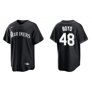 Men's Seattle Mariners Matt Boyd Black White Replica Official Jersey