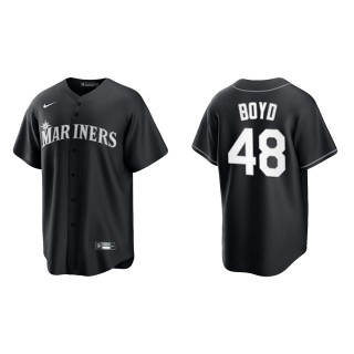 Men's Seattle Mariners Matthew Boyd Black White Replica Official Jersey