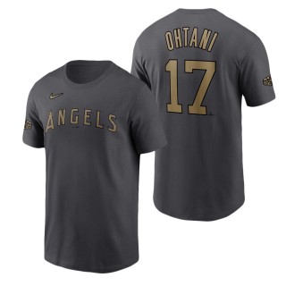 Men's Los Angeles Angels Shohei Ohtani Nike Charcoal 2022 MLB All-Star Game Name & Number T-Shirt