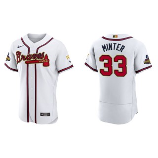 2022 Gold Program A.J. Minter Braves White Authentic Men's Jersey