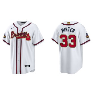 2022 Gold Program A.J. Minter Braves White Replica Men's Jersey