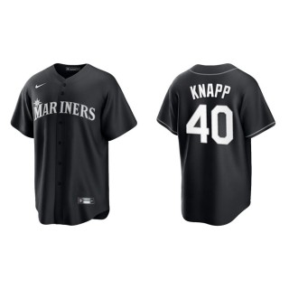 Men's Seattle Mariners Andrew Knapp Black White Replica Official Jersey