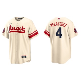 Men's Los Angeles Angels Andrew Velazquez Cream 2022 City Connect Replica Jersey