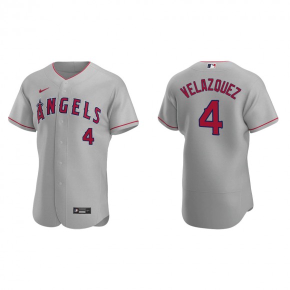 Men's Los Angeles Angels Andrew Velazquez Gray Authentic Road Jersey