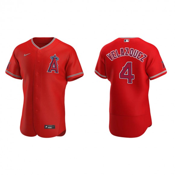 Men's Los Angeles Angels Andrew Velazquez Red Authentic Alternate Jersey