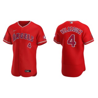 Men's Los Angeles Angels Andrew Velazquez Red Authentic Jersey