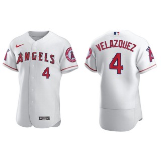 Men's Los Angeles Angels Andrew Velazquez White Authentic Home Jersey