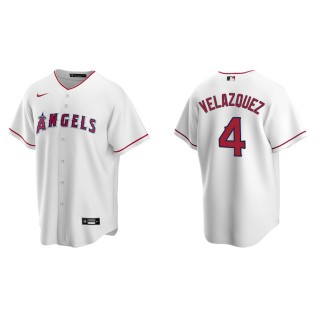 Men's Los Angeles Angels Andrew Velazquez White Replica Home Jersey