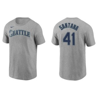 Men's Seattle Mariners Carlos Santana Gray Name & Number T-Shirt