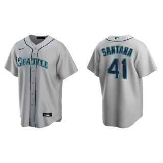 Men's Seattle Mariners Carlos Santana Gray Replica Road Jersey