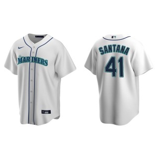 Men's Seattle Mariners Carlos Santana White Replica Home Jersey